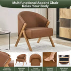 Mid-Century Modern Swivel Accent Chair,Wood Frame Comfy Upholstered Reading Side Chair Easy Assembly for Living Room