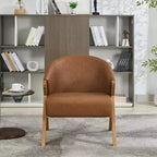 Mid-Century Modern Swivel Accent Chair,Wood Frame Comfy Upholstered Reading Side Chair Easy Assembly for Living Room