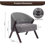 Mid-Century Modern Swivel Accent Chair,Wood Frame Comfy Upholstered Reading Side Chair Easy Assembly for Living Room