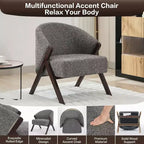 Mid-Century Modern Swivel Accent Chair,Wood Frame Comfy Upholstered Reading Side Chair Easy Assembly for Living Room