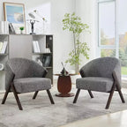 Mid-Century Modern Swivel Accent Chair,Wood Frame Comfy Upholstered Reading Side Chair Easy Assembly for Living Room