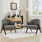 Mid-Century Modern Swivel Accent Chair,Wood Frame Comfy Upholstered Reading Side Chair Easy Assembly for Living Room