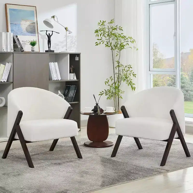 Mid-Century Modern Swivel Accent Chair,Wood Frame Comfy Upholstered Reading Side Chair Easy Assembly for Living Room