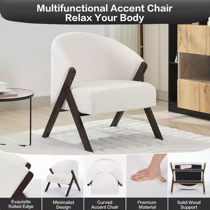 Mid-Century Modern Swivel Accent Chair,Wood Frame Comfy Upholstered Reading Side Chair Easy Assembly for Living Room
