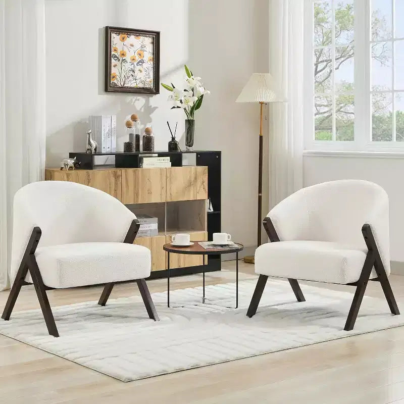 Mid-Century Modern Swivel Accent Chair,Wood Frame Comfy Upholstered Reading Side Chair Easy Assembly for Living Room