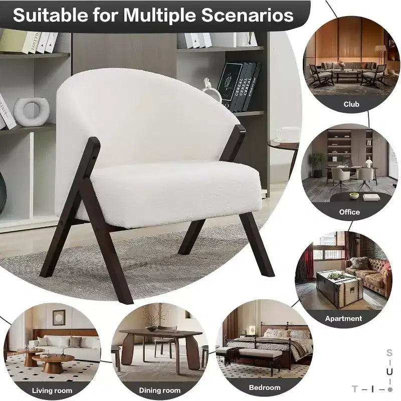 Mid-Century Modern Swivel Accent Chair,Wood Frame Comfy Upholstered Reading Side Chair Easy Assembly for Living Room