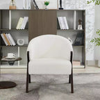 Mid-Century Modern Swivel Accent Chair,Wood Frame Comfy Upholstered Reading Side Chair Easy Assembly for Living Room
