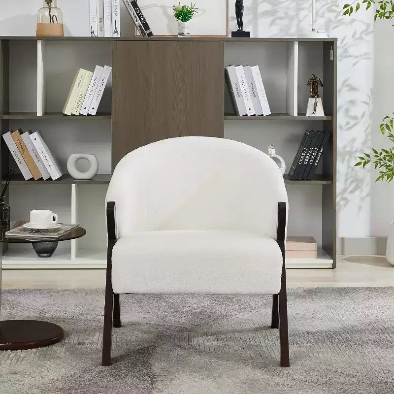 Mid-Century Modern Swivel Accent Chair,Wood Frame Comfy Upholstered Reading Side Chair Easy Assembly for Living Room