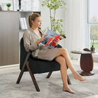 Mid-Century Modern Swivel Accent Chair,Wood Frame Comfy Upholstered Reading Side Chair Easy Assembly for Living Room