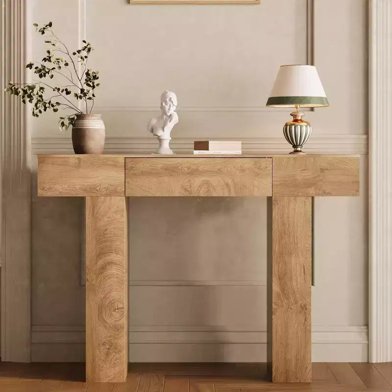 47-Inch Long Console Table with Drawer,Wooden Rectangular Sofa Table Behind The Couch,Industrial Farmhouse Entryway Foyer Hallway Tables for Entrance