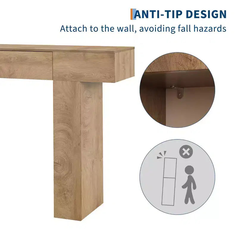 47-Inch Long Console Table with Drawer,Wooden Rectangular Sofa Table Behind The Couch,Industrial Farmhouse Entryway Foyer Hallway Tables for Entrance