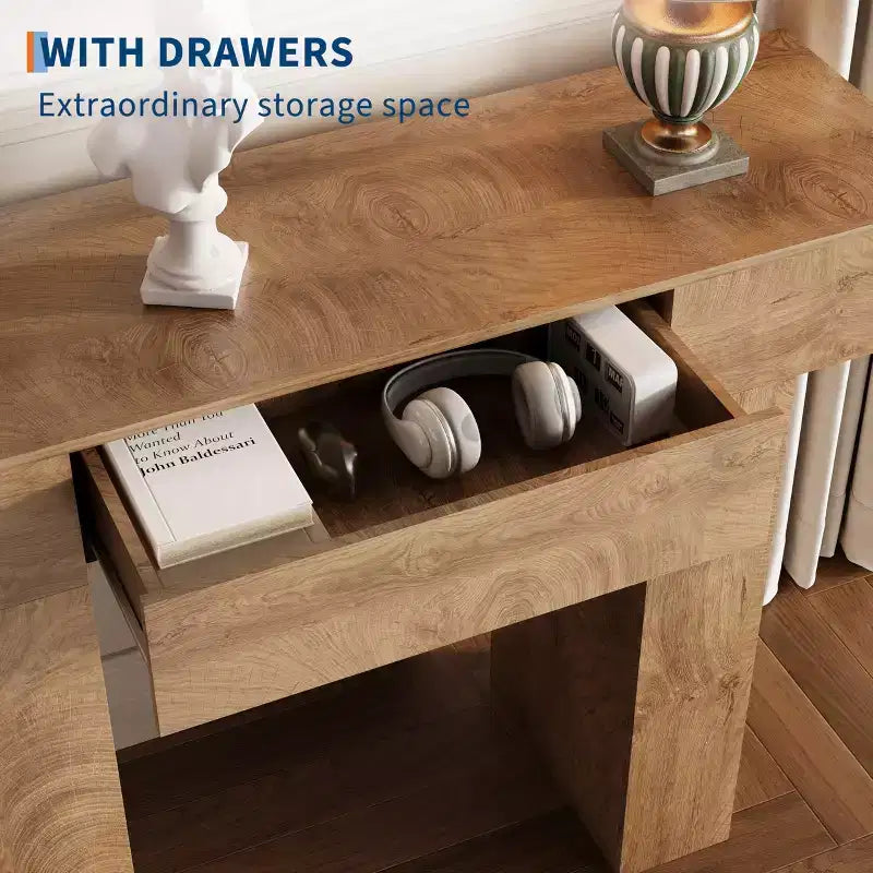 47-Inch Long Console Table with Drawer,Wooden Rectangular Sofa Table Behind The Couch,Industrial Farmhouse Entryway Foyer Hallway Tables for Entrance
