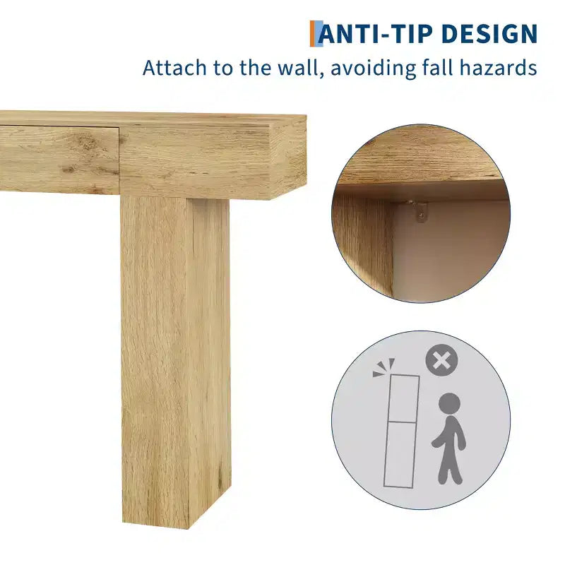 47-Inch Long Console Table with Drawer,Wooden Rectangular Sofa Table Behind The Couch,Industrial Farmhouse Entryway Foyer Hallway Tables for Entrance