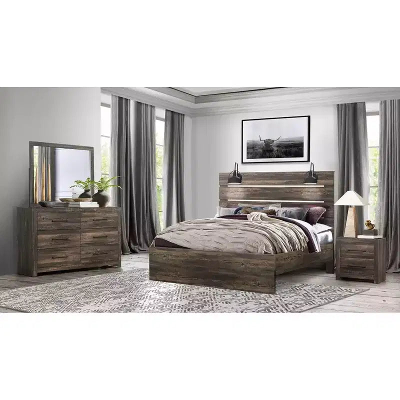 HomeStock 20 in.H Iron Horizontal Dressers with 6 - Drawers in Brown Finish