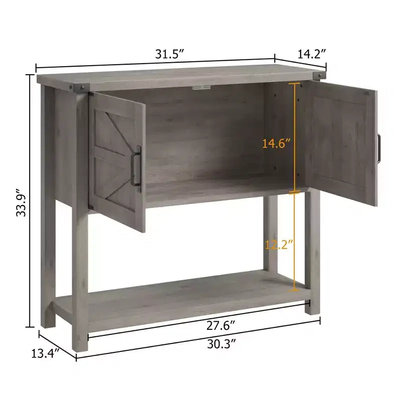 Bahut de cuisine, buffet de style ferme avec 2 portes et étagère, table console en bois pour entrée, salon, rangement de couloir