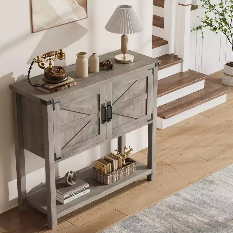 Bahut de cuisine, buffet de style ferme avec 2 portes et étagère, table console en bois pour entrée, salon, rangement de couloir