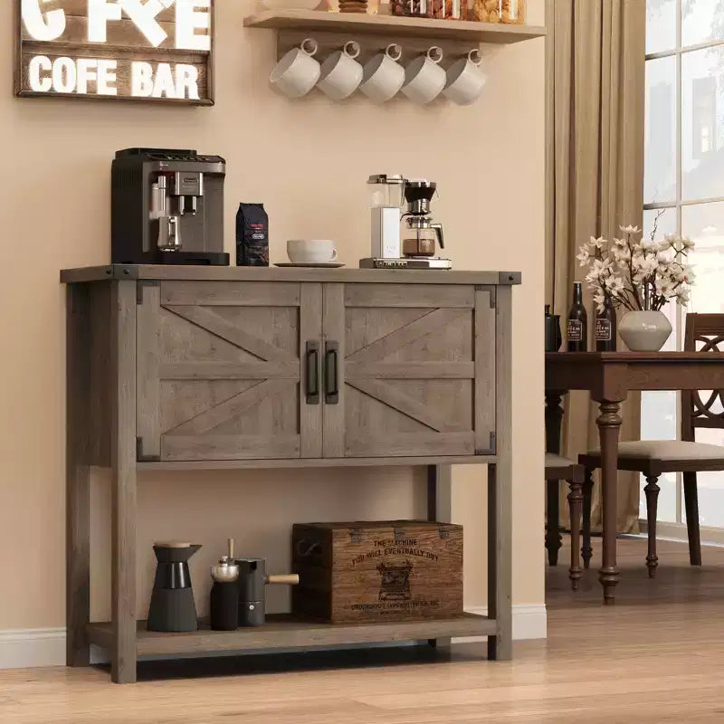 Bahut de cuisine, buffet de style ferme avec 2 portes et étagère, table console en bois pour entrée, salon, rangement de couloir