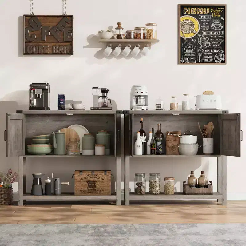 Bahut de cuisine, buffet de style ferme avec 2 portes et étagère, table console en bois pour entrée, salon, rangement de couloir