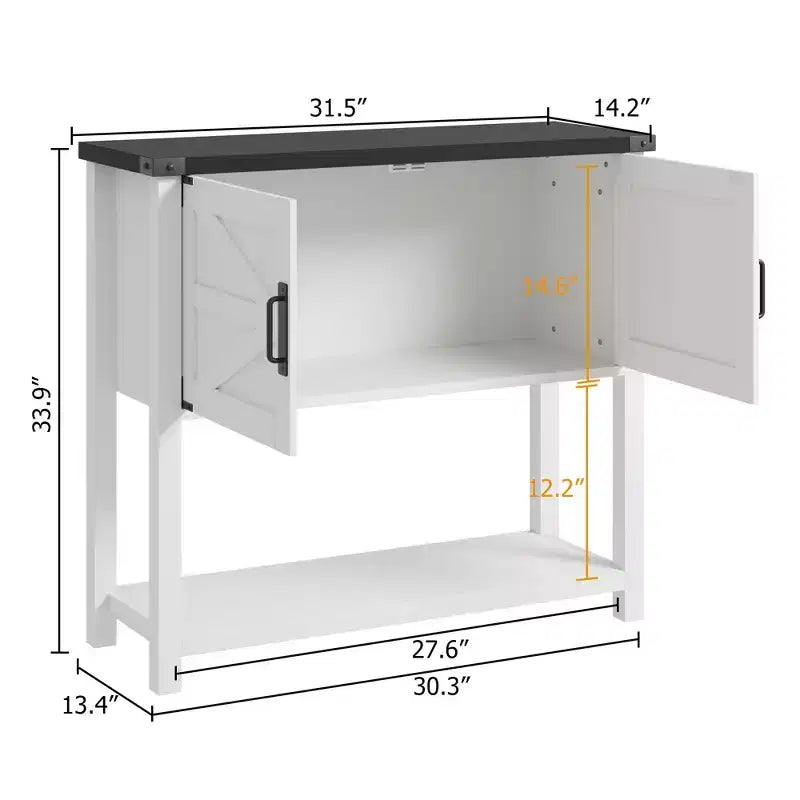 Bahut de cuisine, buffet de style ferme avec 2 portes et étagère, table console en bois pour entrée, salon, rangement de couloir