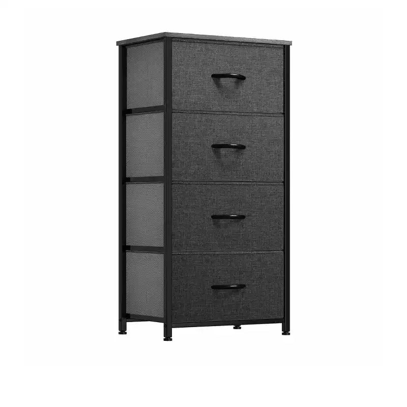 Dresser with 4 Drawers ,Fabric Storage Tower, Organizer Unit for Living Room, Hallway, Closets,Sturdy Steel Frame, Wooden Top