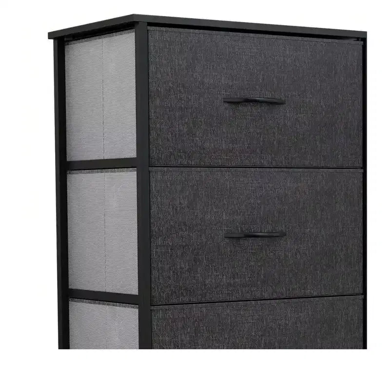 Dresser with 4 Drawers ,Fabric Storage Tower, Organizer Unit for Living Room, Hallway, Closets,Sturdy Steel Frame, Wooden Top