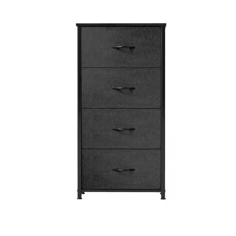 Dresser with 4 Drawers ,Fabric Storage Tower, Organizer Unit for Living Room, Hallway, Closets,Sturdy Steel Frame, Wooden Top