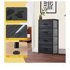 Dresser with 4 Drawers ,Fabric Storage Tower, Organizer Unit for Living Room, Hallway, Closets,Sturdy Steel Frame, Wooden Top