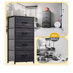 Dresser with 4 Drawers ,Fabric Storage Tower, Organizer Unit for Living Room, Hallway, Closets,Sturdy Steel Frame, Wooden Top