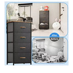 Dresser with 4 Drawers ,Fabric Storage Tower, Organizer Unit for Living Room, Hallway, Closets,Sturdy Steel Frame, Wooden Top