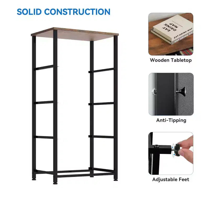 Dresser with 4 Drawers ,Fabric Storage Tower, Organizer Unit for Living Room, Hallway, Closets,Sturdy Steel Frame, Wooden Top