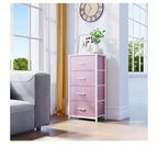 Dresser with 4 Drawers ,Fabric Storage Tower, Organizer Unit for Living Room, Hallway, Closets,Sturdy Steel Frame, Wooden Top