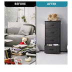 Dresser with 4 Drawers ,Fabric Storage Tower, Organizer Unit for Living Room, Hallway, Closets,Sturdy Steel Frame, Wooden Top