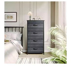 Dresser with 4 Drawers ,Fabric Storage Tower, Organizer Unit for Living Room, Hallway, Closets,Sturdy Steel Frame, Wooden Top