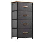 Dresser with 4 Drawers ,Fabric Storage Tower, Organizer Unit for Living Room, Hallway, Closets,Sturdy Steel Frame, Wooden Top