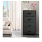 Dresser with 4 Drawers ,Fabric Storage Tower, Organizer Unit for Living Room, Hallway, Closets,Sturdy Steel Frame, Wooden Top
