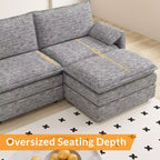 Canapé modulable XL 108 places en L avec ottomane pour salon/appartement