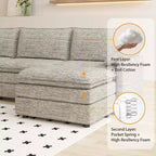 Canapé modulable XL 108 places en L avec ottomane pour salon/appartement