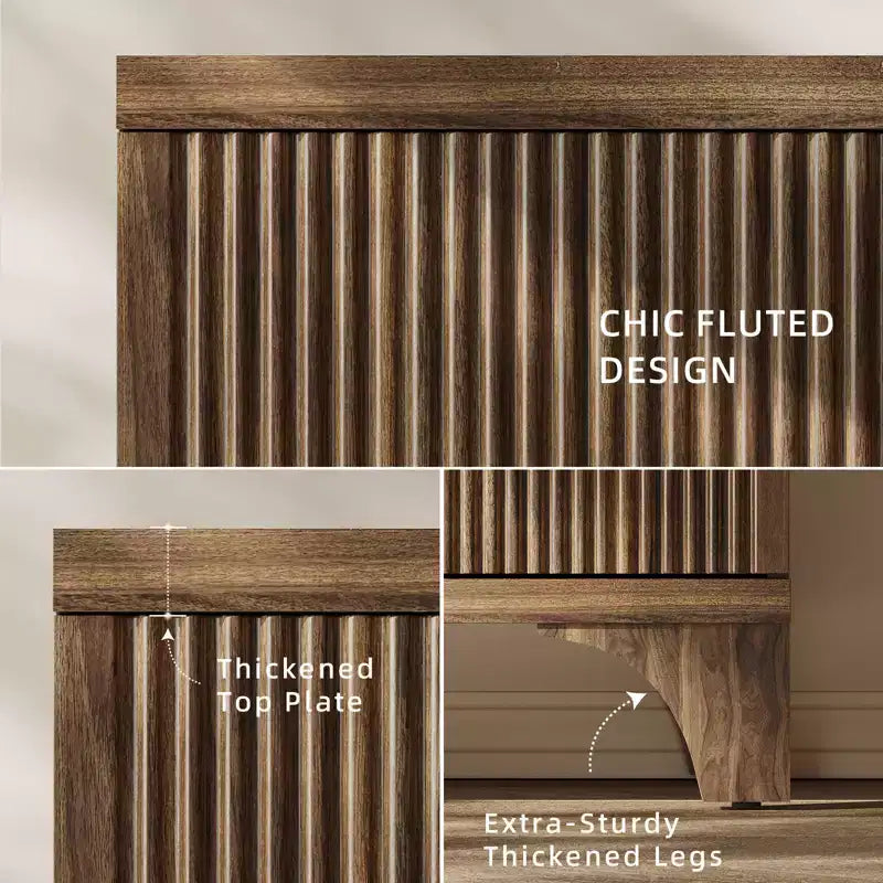 SUGIFT Modern Storage Cabinet with Adjustable Shelves, Durable Wood Frame, Raised Base and Multi-Purpose Home Organization