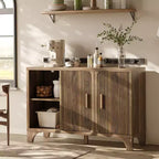 SUGIFT Modern Storage Cabinet with Adjustable Shelves, Durable Wood Frame, Raised Base and Multi-Purpose Home Organization
