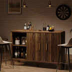 SUGIFT Modern Storage Cabinet with Adjustable Shelves, Durable Wood Frame, Raised Base and Multi-Purpose Home Organization