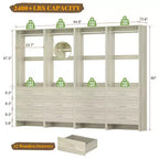 Besiost Closet Organizer System with Wooden Drawers, Freestanding Wardrobe with Hanging Rod