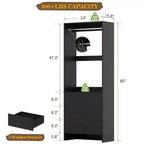 Besiost Closet Organizer System with Wooden Drawers, Freestanding Wardrobe with Hanging Rod