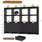 Besiost Closet Organizer System with Wooden Drawers, Freestanding Wardrobe with Hanging Rod