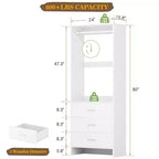 Besiost Closet Organizer System with Wooden Drawers, Freestanding Wardrobe with Hanging Rod