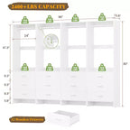 Besiost Closet Organizer System with Wooden Drawers, Freestanding Wardrobe with Hanging Rod