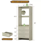 Besiost Closet Organizer System with Wooden Drawers, Freestanding Wardrobe with Hanging Rod