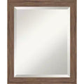 Amanti Art Pia Medium Brown Narrow Beveled Framed Bathroom Vanity Wall Mirror