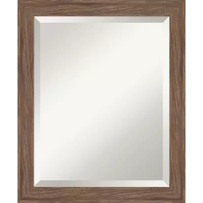 Amanti Art Pia Medium Brown Narrow Beveled Framed Bathroom Vanity Wall Mirror