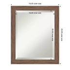 Amanti Art Pia Medium Brown Narrow Beveled Framed Bathroom Vanity Wall Mirror