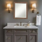 Amanti Art Pia Medium Brown Narrow Beveled Framed Bathroom Vanity Wall Mirror